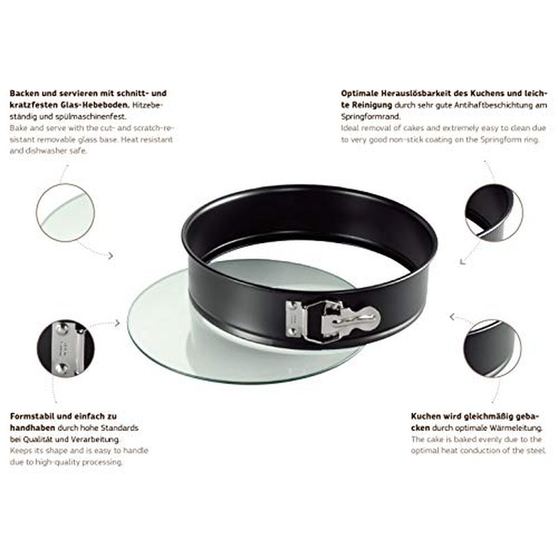 WMF Glass Bottom Springform Pan Crystal Good Non-Stick Coating Scratch-Resistant Glass Base Ready to Serve, 28 cm