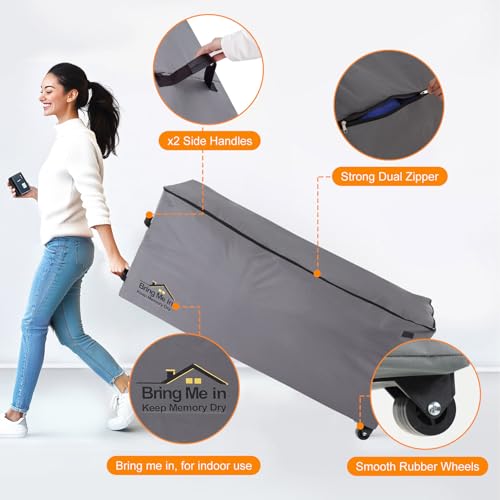 NettyPro 65L x 20W x 28H Wheel-On Storage Bag for Christmas Tree, Cushions & More - Grey