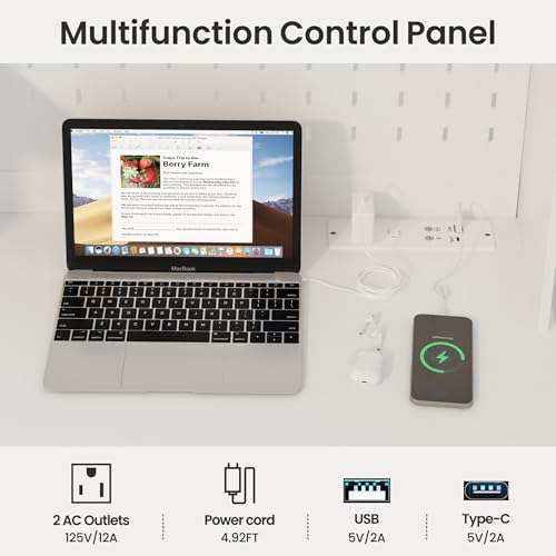 31.5-inch Compact Computer Desk with Hutch, LED Lamp and Charging Station