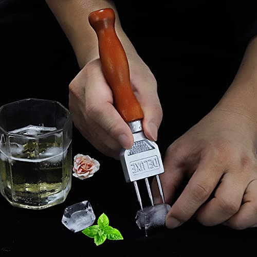 Stainless Steel Ice Pick with Wooden Handle - Durable Kitchen Bar Tool