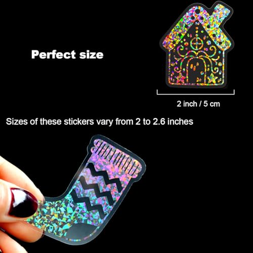 Holographic Christmas Sticker Set 50pcs - Transparent Waterproof Scrapbooking Decor