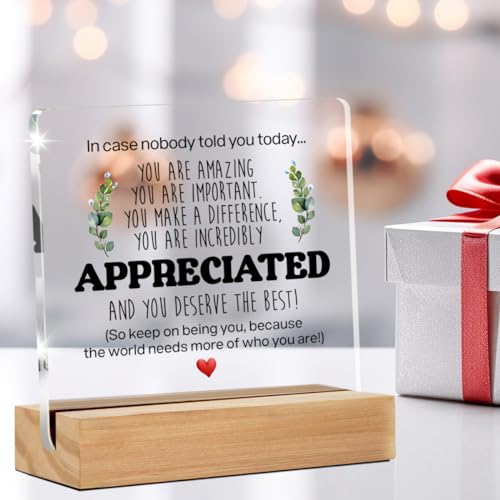 Motivational Quote Acrylic Desk Sign - Appreciation Gift 4x4 Inches