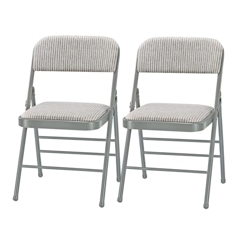 2-Pack Steel Frame Folding Chairs with Foam Padded Fabric Seats
