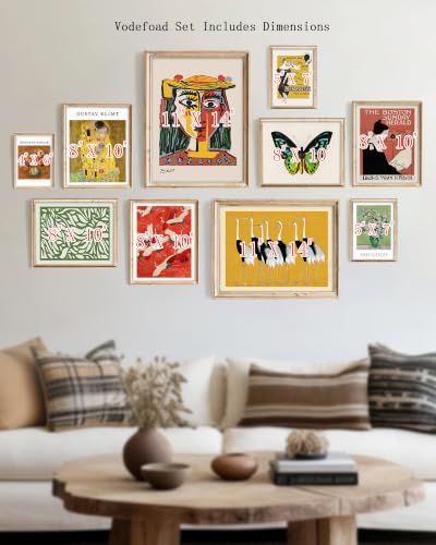 10-Piece Vintage Eclectic Gallery Wall Art Set, Unframed Canvas Prints
