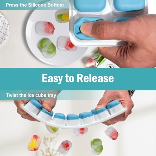 Silicone Ice Cube Trays with Lids, 3-Pack Stackable Easy Release Molds