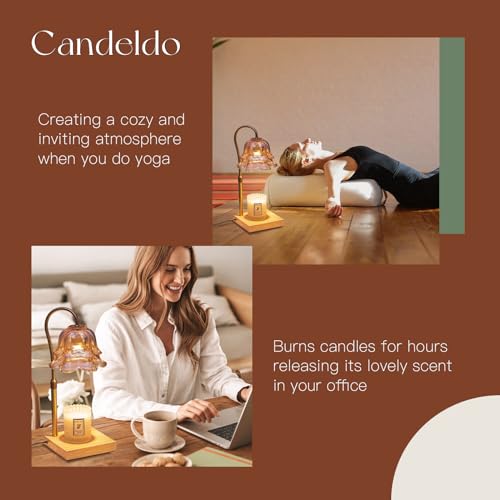 Gold Flower Candle Warmer Lamp with Timer & Dimmable Light