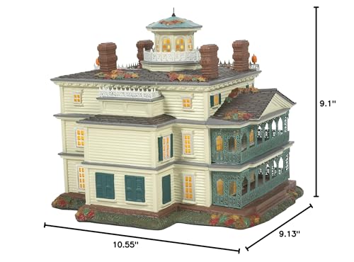 Haunted Mansion Halloween Lit Building, 9-Inch Hand-Painted Resin Figurine