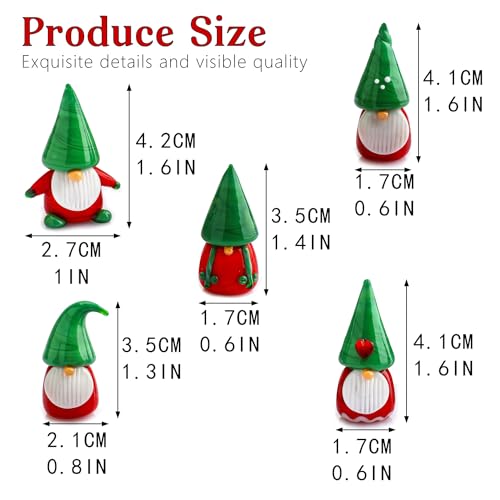 H&D HYALINE & DORA Gnomes Christmas Decorations Ornaments 5Pcs Mini Blown Glass Gnomes Figurines Handmade Glass Xmas Figurines for Tree, Santa and Gnome Party Supplies