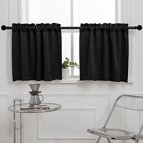 Short Blackout Curtains - 24 Inch Tier Curtains for Small Windows, 2 Panels