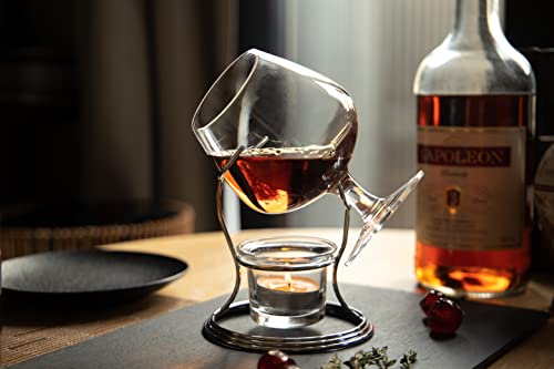 BarCraft Brandy Glass & Warmer Gift Set with 350ml Snifter, Stand & Tea Light