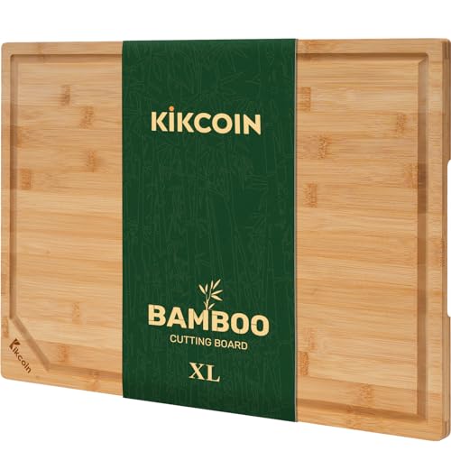 Extra Large Bamboo Cutting Board with Deep Juice Groove - 17x11" Reversible