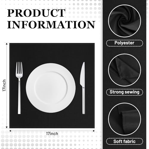 120-Piece Set of 17x17 Inch Polyester Cloth Dinner Napkins - Black