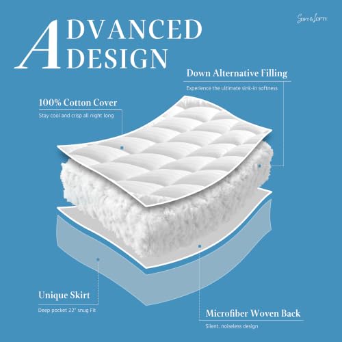 King Size Mattress Topper - Breathable Cotton, Soft Quilted, Noiseless