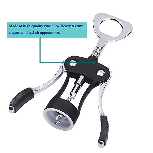 Ilyever Black Wing Corkscrew with Bottle Stopper - Premium Wine Opener & Bottle Opener