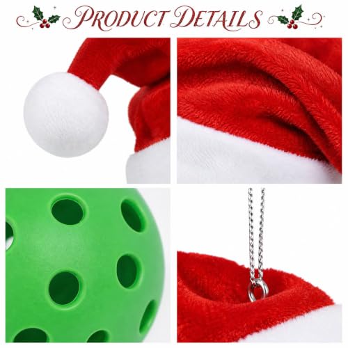 Pickleball Ornament with Santa Hat Christmas Decoration - Sporty Holiday Decor