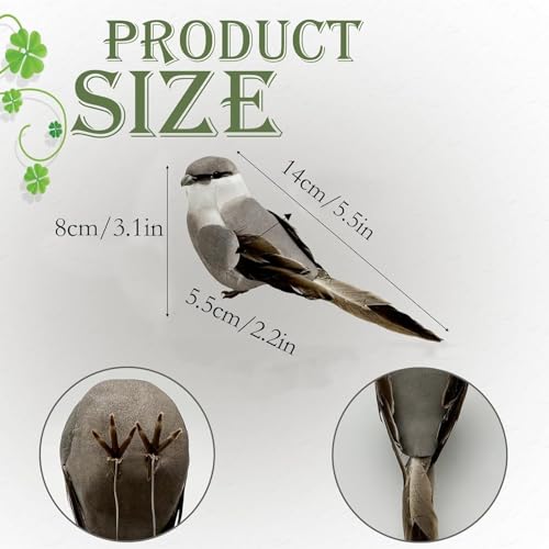 Northern Mockingbird Artificial Bird Ornament 2-Pack for Home Decor & Crafts