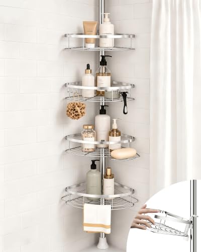 Rustproof Shower Corner Caddy Organizer with 4 Adjustable Shelves