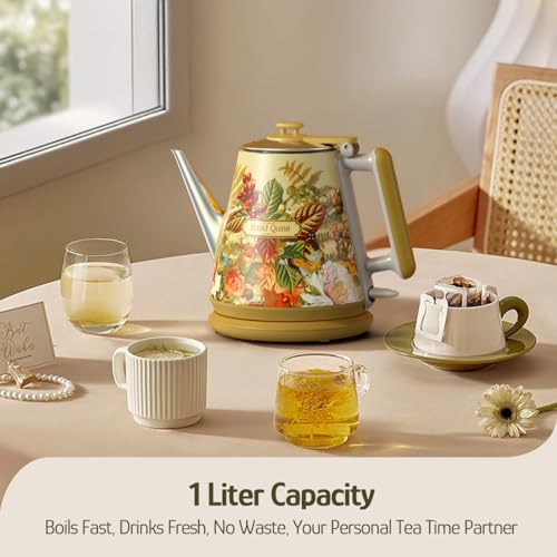 Hazel Quinn Floral Printed 1L Electric Kettle – Compact Personal Tea & Coffee Maker