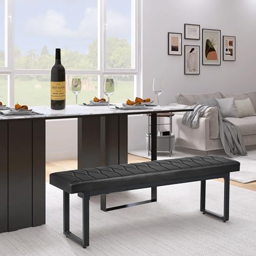58-Inch Padded Faux Leather Bench Set of 2 - Modern Cushioned Dining Bench