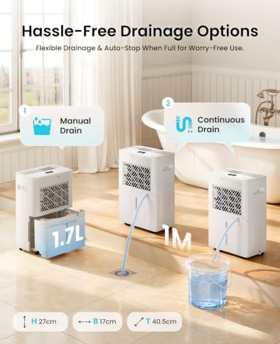 Ozeeco 34 Pint dehumidifier for up to 2500 sq.ft. Quiet Bedroom & Basement Use