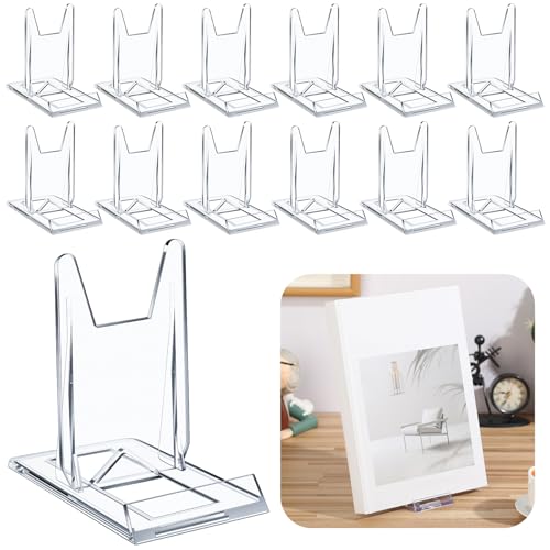 12-Pack Adjustable Acrylic Book Stand Display Easel for Books and Media