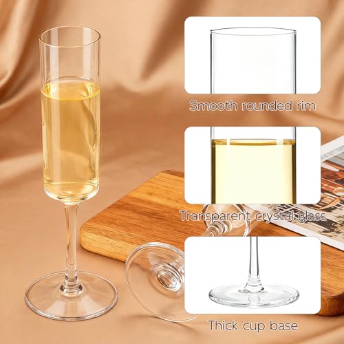 GuanQiao 24-Pack 6oz Clear Plastic Champagne Flutes - Reusable, Shatterproof Drinkware for Celebrations