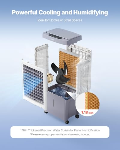 Evaporative Air Cooler 1800 CFM Swamp Cooler with 6.8 Gal Tank & Remote