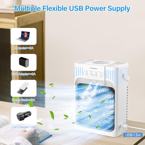 Portable Air Conditioner, 4-in-1 Evaporative Cooling Fan with 1200ml Tank