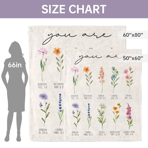 Afterprints Christian Flowers Blanket for Women 60 x 80 in Cream