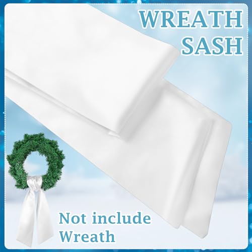 White Wreath Sash for Front Door Satin Bow Blank Ribbon 4.5" x 56"