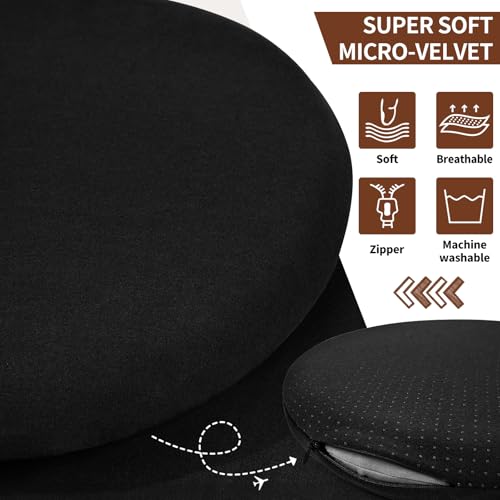 13-Inch Round Memory Foam Seat Cushion, Soft Velvet Anti-Slip Stool Pad