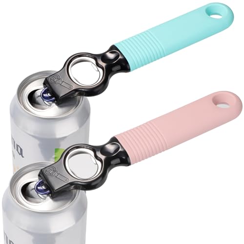 DUNLAGUE 2-in-1 Soda Can & Beer Bottle Opener Set, Pink & Aqua Blue, 2-Pack