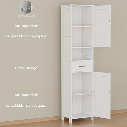 67" Tall Bathroom Storage Cabinet with Barn Doors, Drawer & Shelves