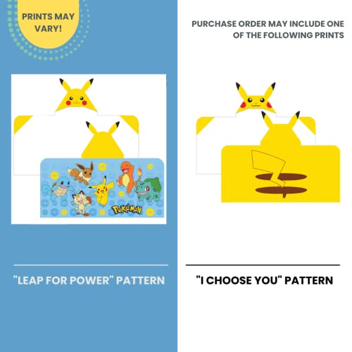 Pokemon Pikachu Hooded Towel Wrap - 24 x 50 inches, Soft Cotton Bath & Beach Towel for Kids