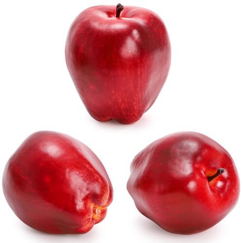 24 Pcs Realistic Artificial Red Apples - Faux Fruit Decor for Home & Parties