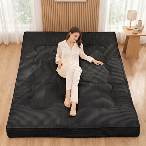 Extra Thick Japanese Futon Mattress - Full Size Foldable Floor Sleeping Pad