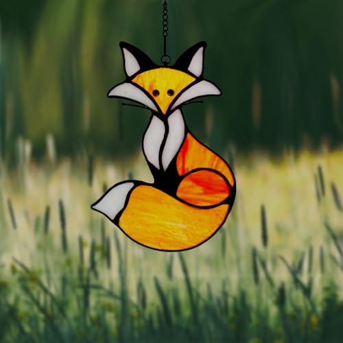 Handmade Fox Stained Glass Suncatcher | 6.5" Window Decor