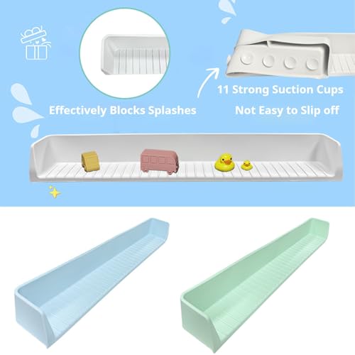 Silicone Bathtub Splash Guard for Kids with Toy Organizer Shelf
