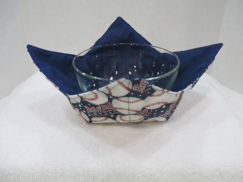 Baseball Print Reversible Microwave Bowl Cozy, 100% Cotton Hot Pad