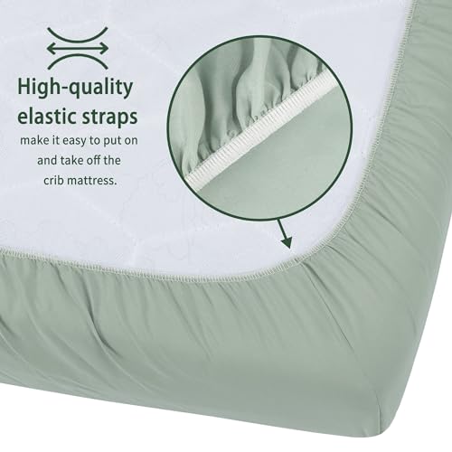 GUNTAIL Baby Crib Sheets 2-Pack, Soft Microfiber Fitted Sheet for Standard Crib and Toddler Mattress 52x28 Inch, Brown & Green