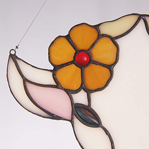Tiffany Style Stained Glass Cow Sun Catcher - Handmade Window Ornament