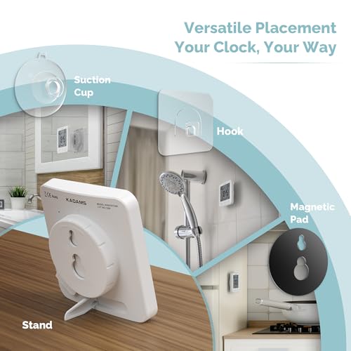 Waterproof Digital Shower Clock with Countdown Timer, Temperature & Humidity