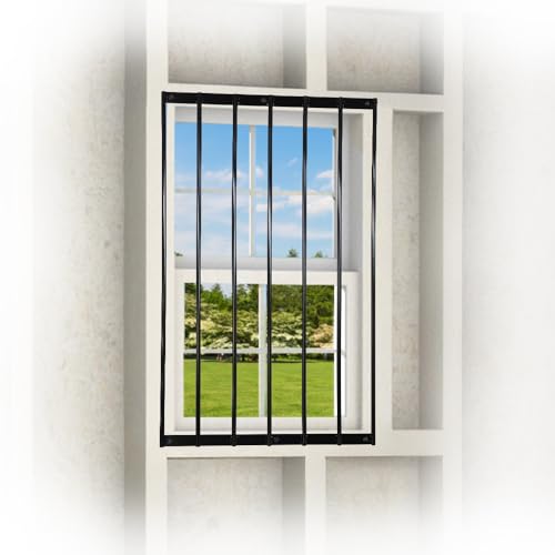 Heavy Duty Steel Window Security Bar 24 x 36 Inch - Black Powder Coated