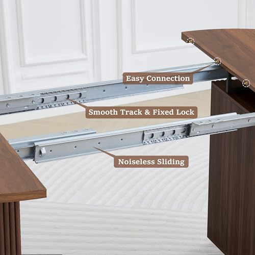 Extendable Dining Table - Round to Oval 41-78" Fluted Pedestal Base, Walnut