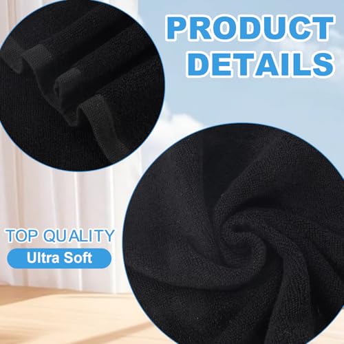 INFICRIME Black Bamboo Fiber Face & Body Washcloths 6-Pack - Soft & Absorbent