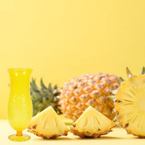 Plastic Luau Hurricane Glasses & Pineapple Drink Stirrers - Summer Party Pack of 5