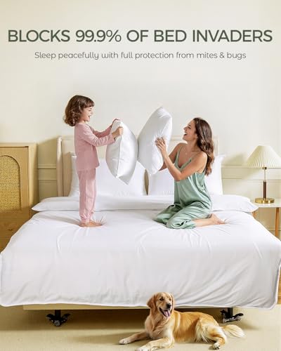 100% Cotton Duvet Cover Protector | Queen Size, Allergy Proof, Hypoallergenic, Breathable, Zipper Closure, White