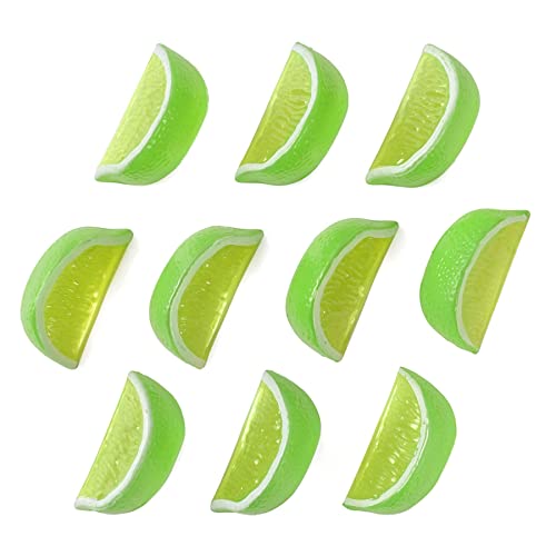Artificial Lime Wedge Slices - 10 Pcs Decorative Fruit Props