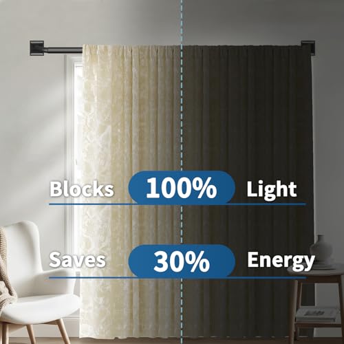 Black Wrap Around Blackout Curtain Rod - Heavy Duty 48-90 Inch Drapery Rod