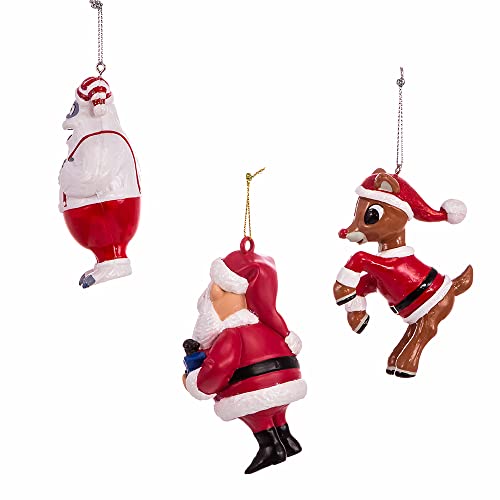 Kurt S. Adler Rudolph & Santa Blow Mold Christmas Ornaments 3-Piece Set